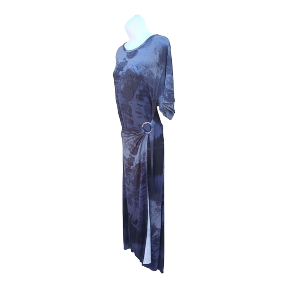 Free People Tie Dye Alyssa Wrap Midi Dress Black Gray Blue XS S - Picture 6 of 7